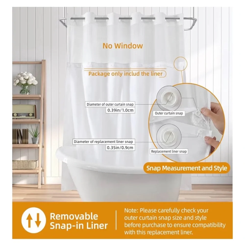 Fabric Snap-in Shower Curtain Liner Replacement 70x54” (A167)